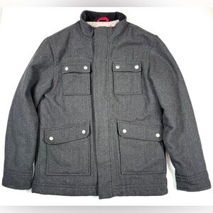 GAPKIDS Boys' Charcoal Grey Herringbone Wool Blend Heavy Pea Coat Size XXL